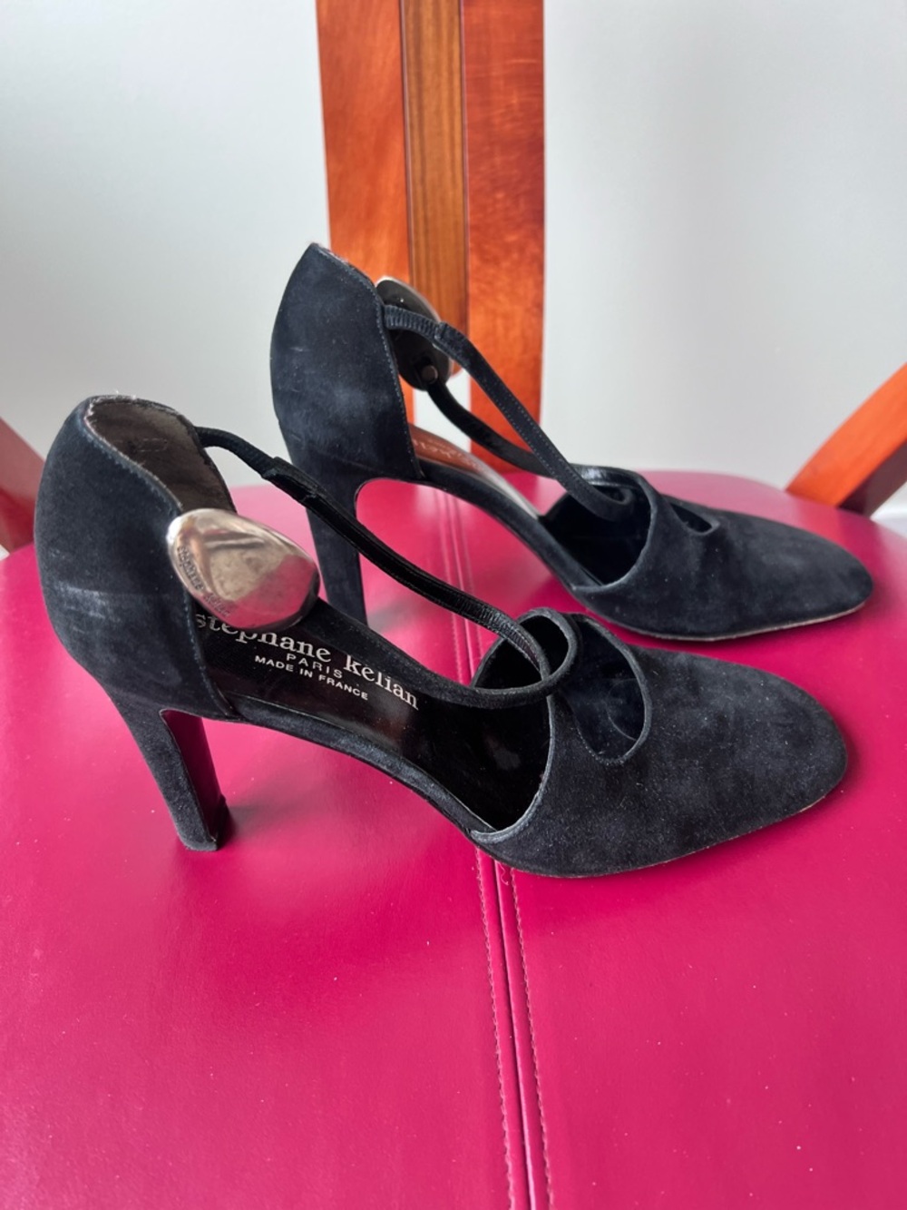 Stephane Kelian Black Suede Strappy Pumps
